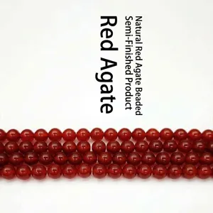 Perles Rondes en Agate Rouge Naturelle Perles en Vrac Semi-Finies pour Bracelets Colliers DIY Accessoires de Fabrication de Bijoux