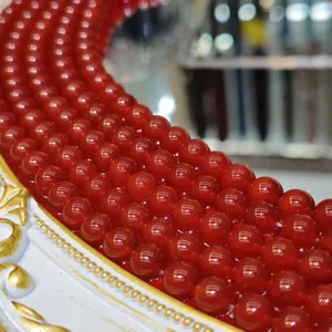 Perles rondes en agate rouge naturelle en vrac pour bracelet DIY fabrication bijoux.