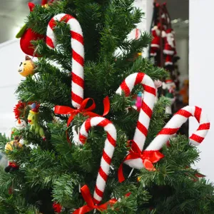 Decoración de Navidad bastón de caramelo colgante rojo blanco fiesta hogar decoración