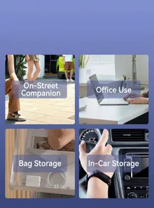 Multi-scene portable lifestyle accessory display image featuring daily use and outdoor commuting.