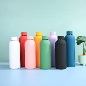 Colorful stainless steel double wall vacuum insulated water bottle portable sports flask for travel