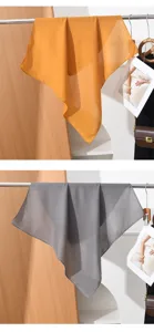 Solid color herringbone imitation velvet linen feel small square scarf women neckerchief neck