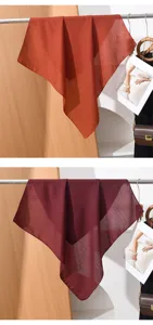 Solid color square scarf cotton linen feel small neckerchief scarf elegant neck wrap.