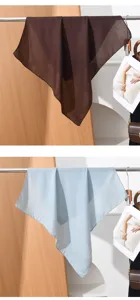 Solid color cotton linen small square scarf stylish versatile neckerchief women shawl detail view
