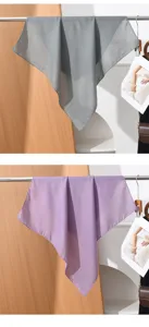 Solid color imitation velvet herringbone cotton feel small square scarf for women chic neckerchief
