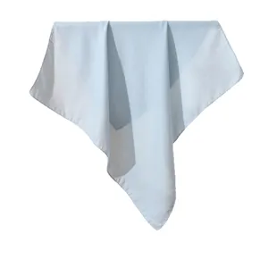 Light blue solid color small square scarf elegant neckerchief cotton linen feel shawl