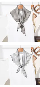 Koreaanse literaire gestreepte driehoekige sjaal, veelzijdige nekbescherming, haaraccessoire.