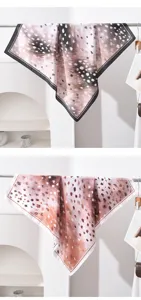 Carré de soie de 90 cm, motif abstrait français, haut tube stylé et élégant châle pour femmes.