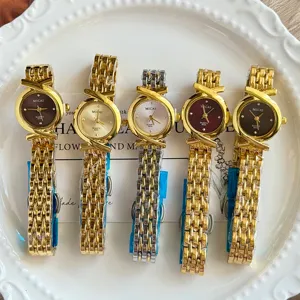 MICAI Montre Quartz Femme Cadran Rond Croisé Petit Acier Inoxydable Élégante Montre-Bracelet