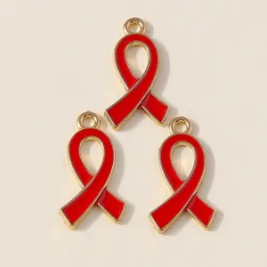 10pcs alloy red ribbon charms enamel pendants for DIY bracelets keychains jewelry making