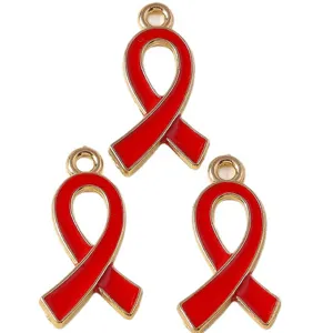 Red ribbon enamel alloy charms pendants for DIY jewelry making bracelets keychains 3pcs