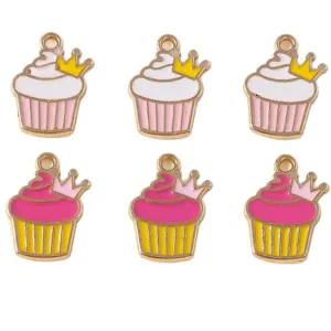 Alloy enamel cupcake crown charms diy pendant cute jewelry accessories 10pcs pack for phone chains