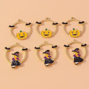 Halloween alliage émail breloques citrouille et sorcière pendentifs pour bijoux bracelets DIY