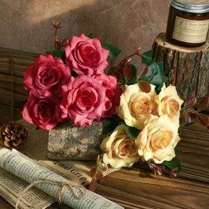 Artificial rose bouquet fake flowers for home decor wedding table photography props