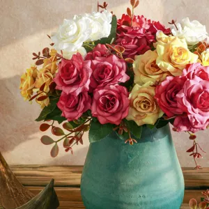 Artificial rose bouquet faux flowers for home decor wedding table photography props