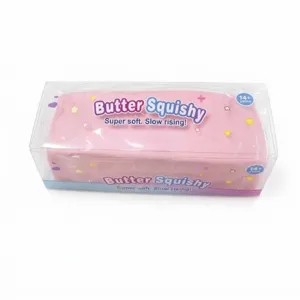 Ροζ βούτυρο squishy παιχνίδι αργής ανάδυσης μακρύ παιχνίδι κατά του άγχους σε διαφανές κουτί
