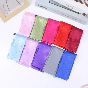 French elegant rhinestone long silk scarf fashion hair tie bag ribbon neckerchief woman
