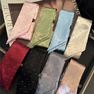French Elegant Rhinestone Long Strip Scarf Fashionable Ribbon Hair Band Neck Scarf For Women Decorative Scarf