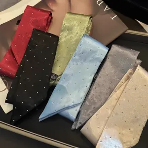 Multi-color rhinestone long silk scarf elegant ribbon hair tie bag accessory neckerchief