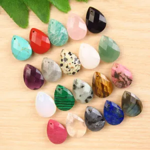 Colgantes de lágrima de piedra preciosa facetada 13x18mm coloridos para joyería de bricolaje.