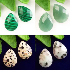 Colgante de piedra preciosa plana facetada en forma de gota para joyería DIY y collares.