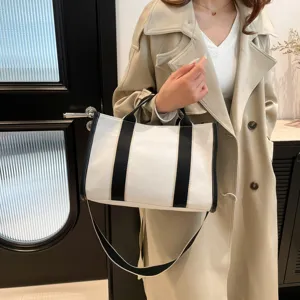 Bolso tote de lona elegante para mujer, bolso de hombro de gran capacidad para diario y trabajo.