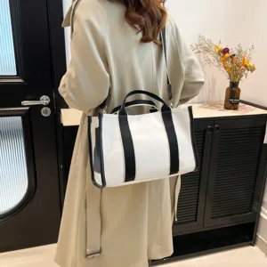 Elegante bolso tote de lona para mujer, bolso de hombro de gran capacidad para diario.