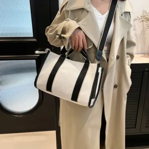 Bolso tote de lona para mujer gran capacidad elegante bolso de hombro casual bandolera.