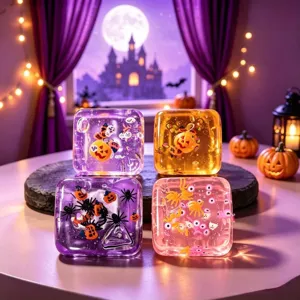 Σετ παιχνιδιών squishy Halloween, διαφανή τετράγωνα αντιστρές παιχνίδια αργής επαναφοράς.