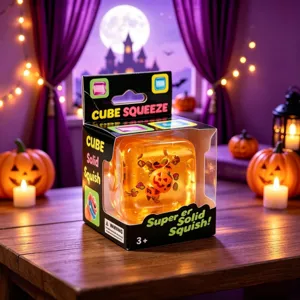 Λεπτομέρεια παιχνιδιού άγχους κύβος Halloween, διαφανές squishy αργής επαναφοράς.