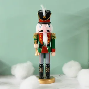 Wooden Christmas Nutcracker figurine 25cm king ornament for holiday home table desktop decor.