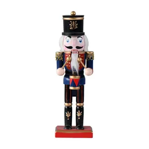 Classic wooden nutcracker figurine Christmas decoration 25cm festive desktop ornament for home.