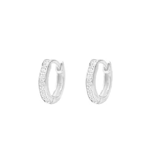 Pendientes de aro plateados para mujer con circonitas cúbicas brillantes joyería elegante chic 1par