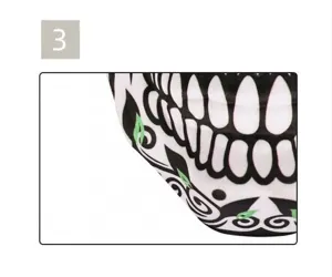 Close-up detail of Halloween skull mask fabric, showcasing clear thermal sublimation printing quality.