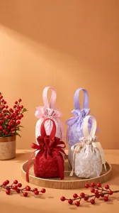 Wedding candy gift bags fabric drawstring pouches portable wedding favor packaging boxes new