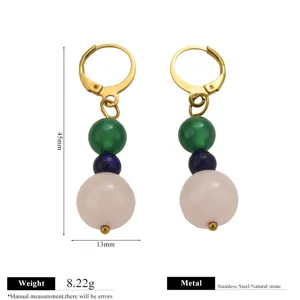 Orecchini pendenti con perle in pietra naturale e ganci in acciaio inossidabile chic.