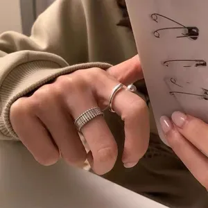 Minimalist silver open rings set geometric finger jewelry for women fashion accessories