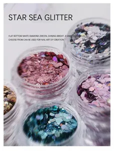 Nagelkunst Glitzer Flocken gemischte Größe Star Sea Serie für DIY glänzende Maniküre Dekoration.