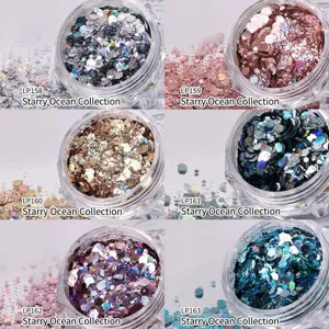 Paillettes Per Unghie Glitter Serie Mare Stellato Misto Fiocchi Decorazione DIY Set