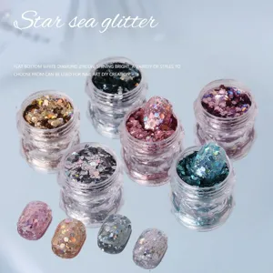 Set di paillettes glitter per nail art taglia mista fiocchi grossi per decorazione