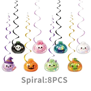 Halloween decorazioni a spirale sospese 8 pezzi ornamenti festivi per feste di cartoni