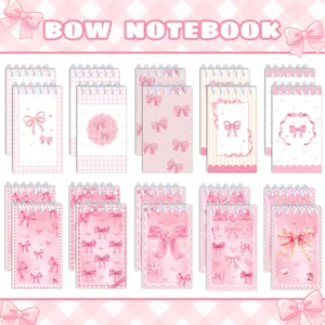 Pink Bow Spiral Notebook Ins Style Student Portable Mini Notepad Hand Account Vocabulary Notebook For School Office Stationery