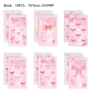 Pink bow spiral notebook 10pcs 10x6cm 24 pages cute pocket memo pad for students daily journaling