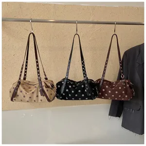 Korean design polka dot underarm shoulder bag casual retro handbag for women daily wear