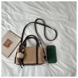 Chic retro suede shoulder bag for women autumn winter fashion casual crossbody tote handbag