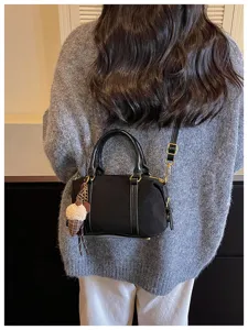 Suede handbag women autumn winter new niche design crossbody Boston bag detail view