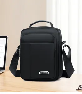 Schwarze Herren Multifunktion Umhängetasche mehrschichtige Laptoptasche Freizeittasche.