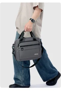 Herren Business Freizeit Umhaengetasche Grosse Kapazitaet Reise Schultertasche Grau Handtasche