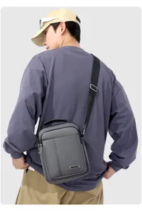 Herren Freizeit Umhängetasche mehrschichtig vertikal Business graue Tasche für Alltag