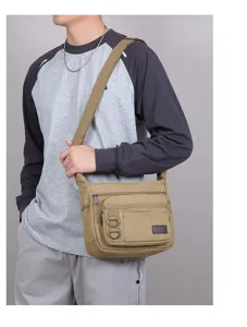 Freizeit Canvas Umhängetasche für Herren, mehrschichtige große Crossbody Tasche Alltag.